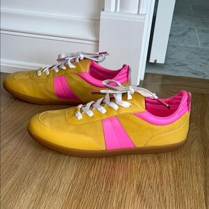 Vibrant Yellow and Pink Women's Sneakers